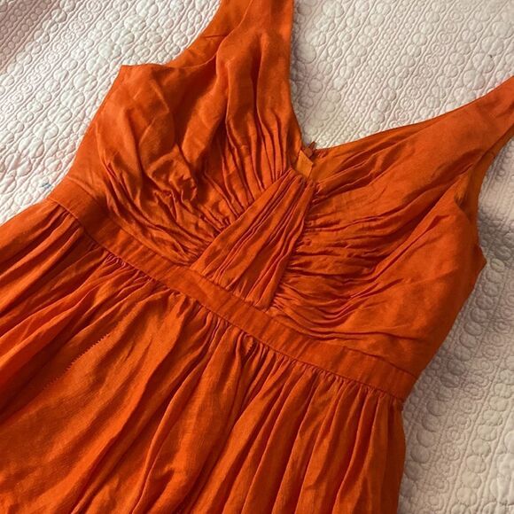 Quillaree Coral Silk Blend Sleeveless Dress - Picture 3 of 12